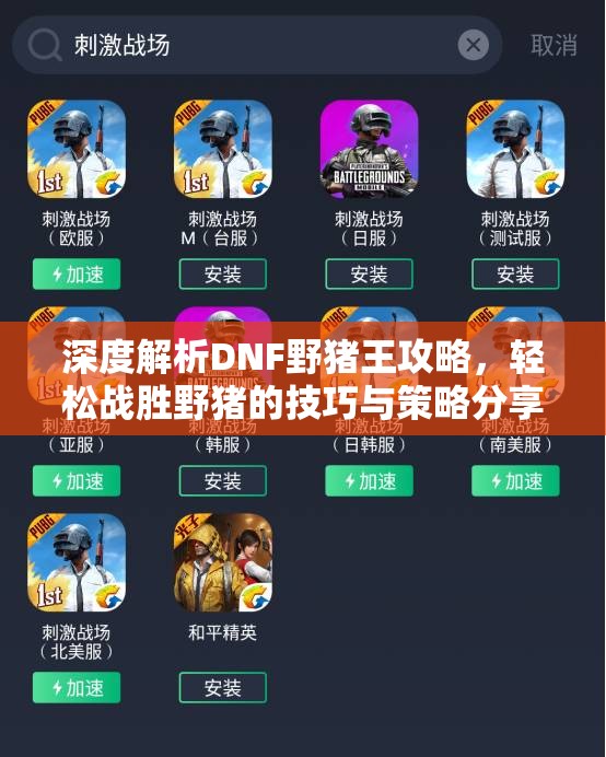 深度解析DNF野猪王攻略，轻松战胜野猪的技巧与策略分享