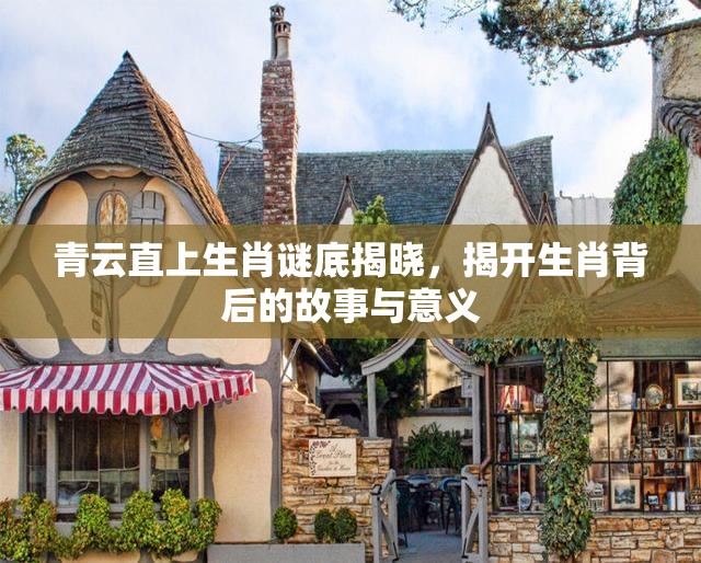 青云直上生肖谜底揭晓，揭开生肖背后的故事与意义