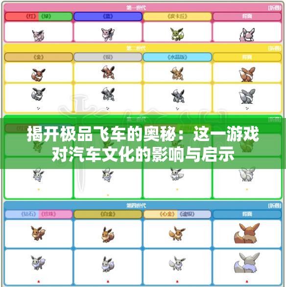 揭开极品飞车的奥秘：这一游戏对汽车文化的影响与启示